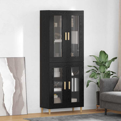Highboard Wandgemonteerd 2 pcs Zwart Eiken Bewerkt hout