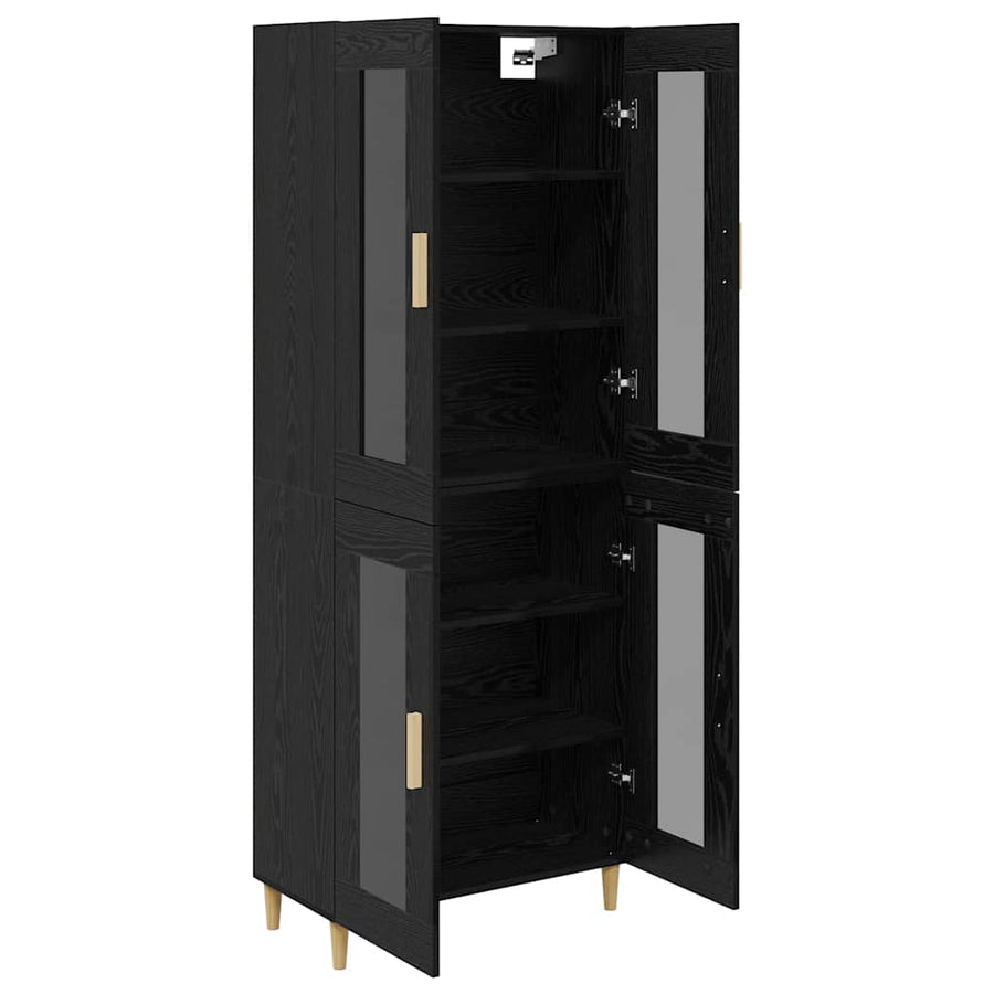 Highboard Wandgemonteerd 2 pcs Zwart Eiken Bewerkt hout