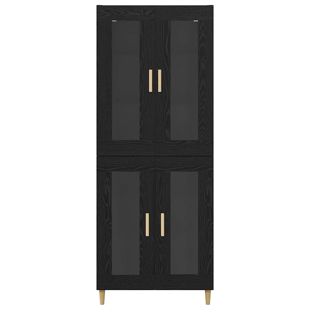 Highboard Wandgemonteerd 2 pcs Zwart Eiken Bewerkt hout