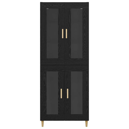 Highboard Wandgemonteerd 2 pcs Zwart Eiken Bewerkt hout