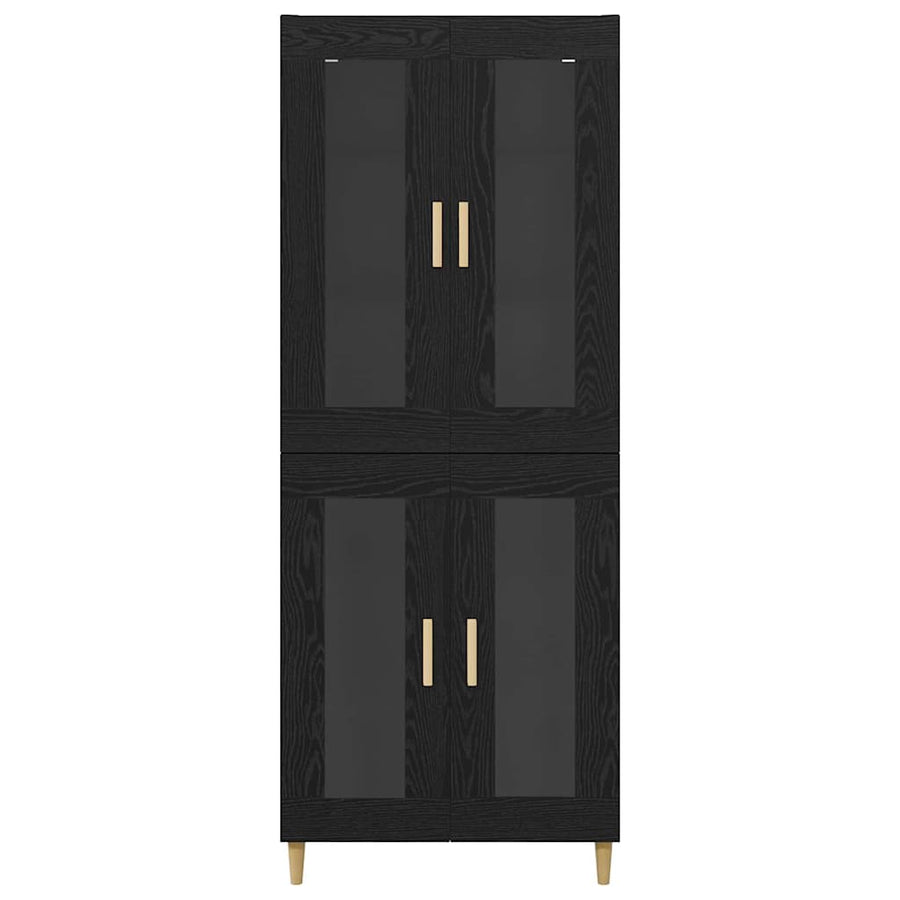 Highboard Wandgemonteerd 2 pcs Zwart Eiken Bewerkt hout