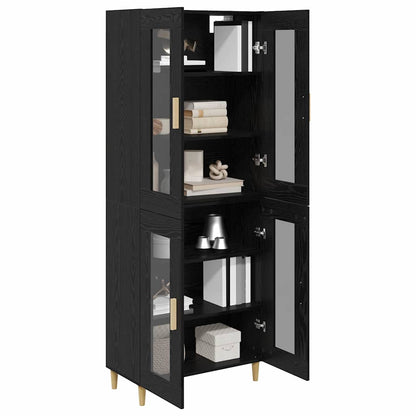 Highboard Wandgemonteerd 2 pcs Zwart Eiken Bewerkt hout