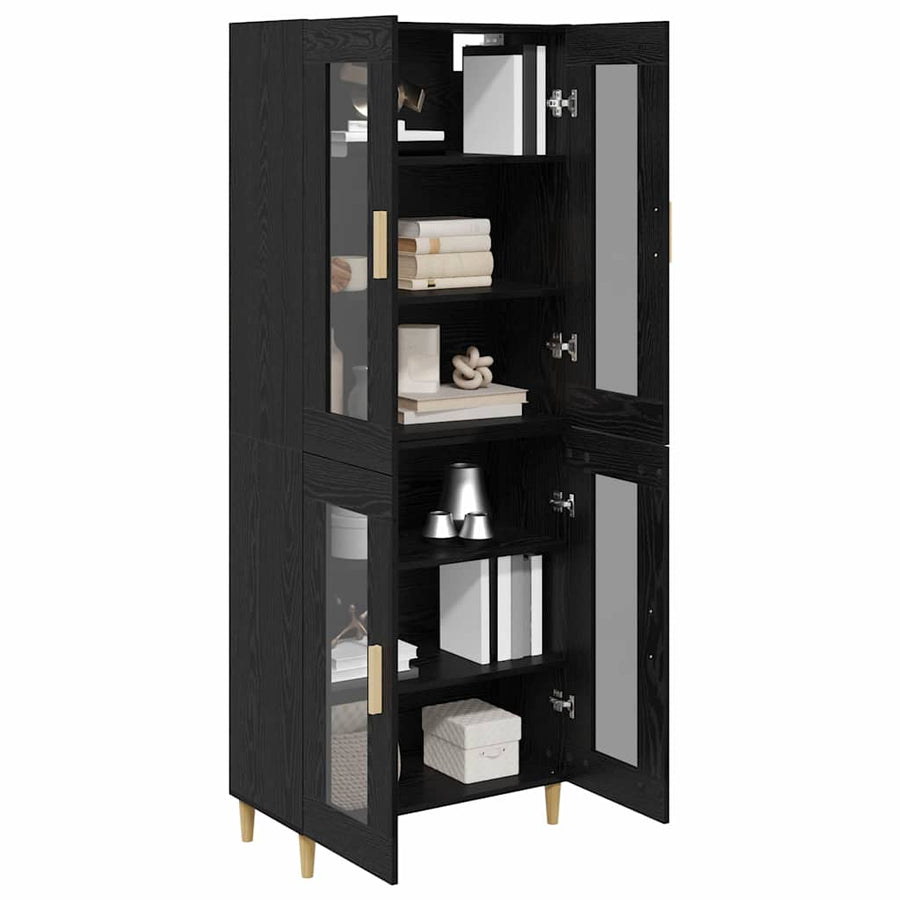 Highboard Wandgemonteerd 2 pcs Zwart Eiken Bewerkt hout