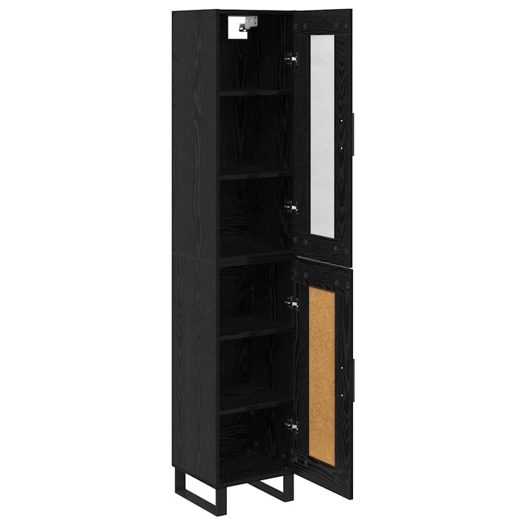 Highboard Zwart Eiken 69,5 x 34 x 180 cm Bewerkt hout