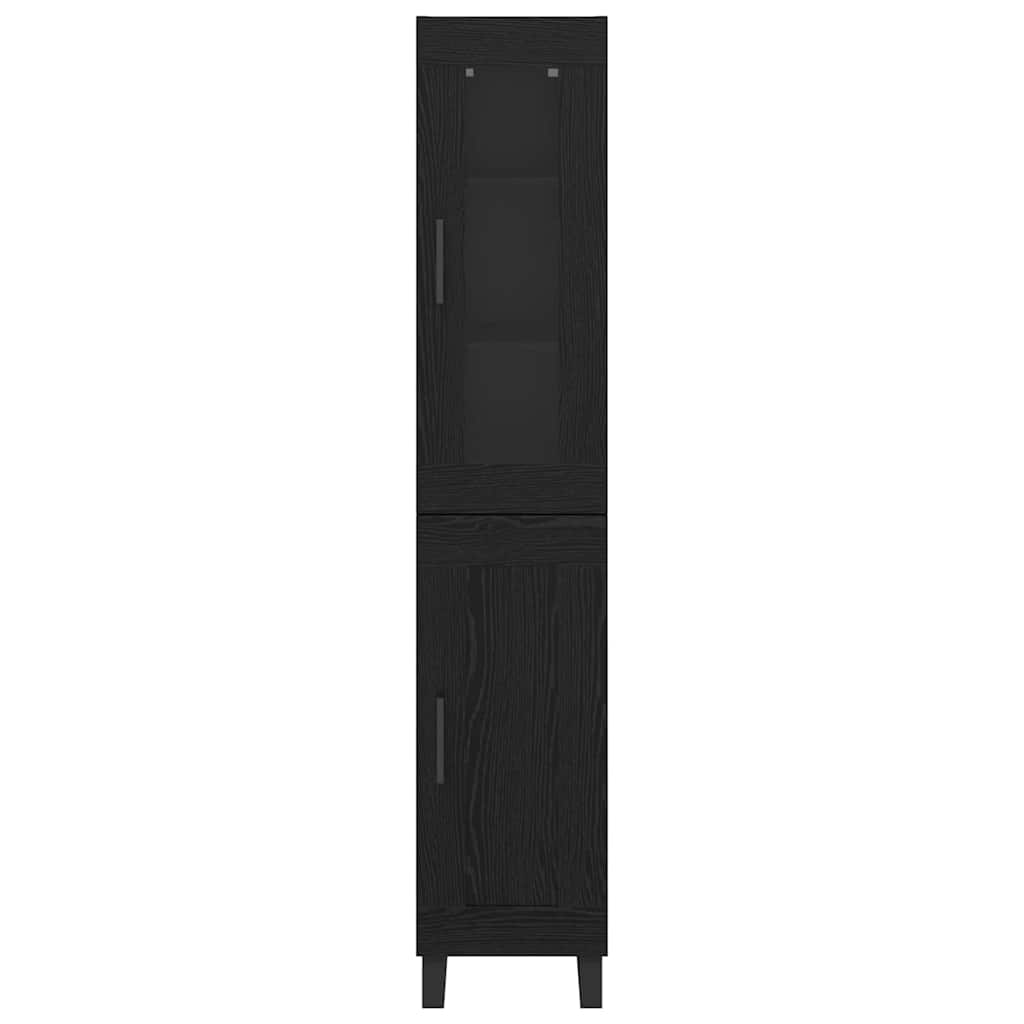Highboard Zwart Eiken 69,5 x 34 x 180 cm Bewerkt hout