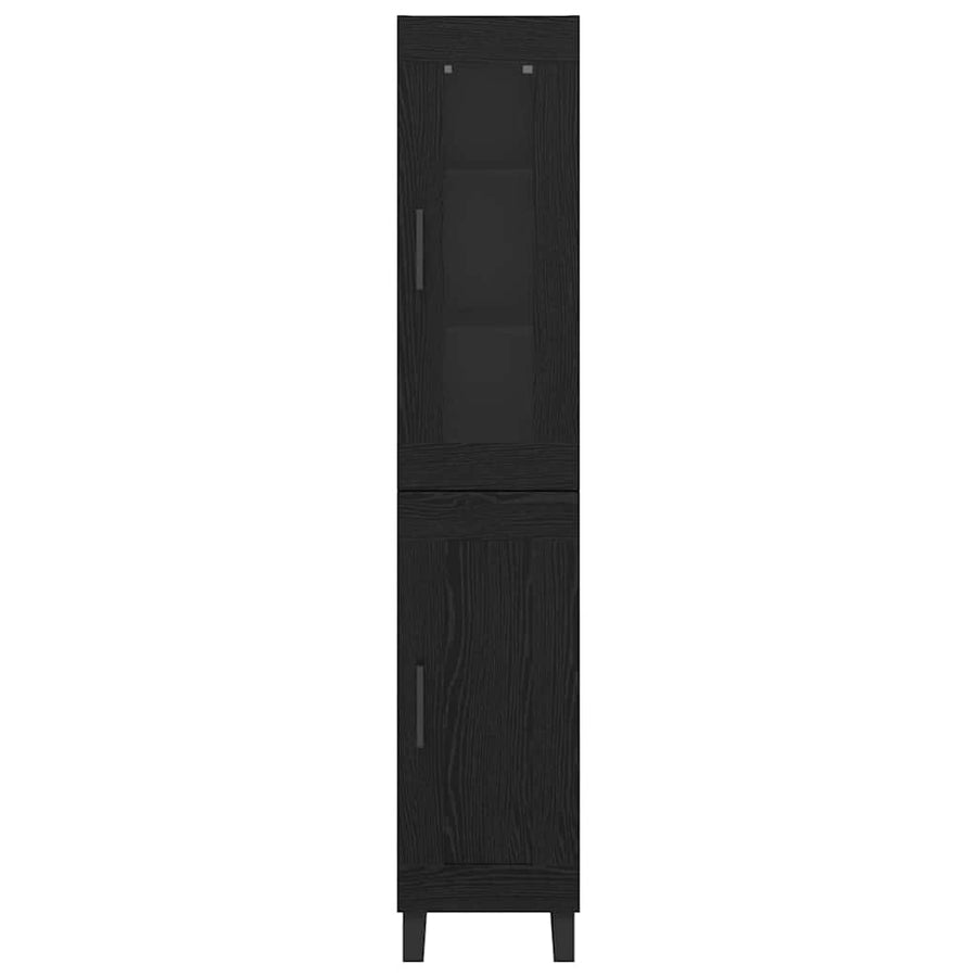 Highboard Zwart Eiken 69,5 x 34 x 180 cm Bewerkt hout