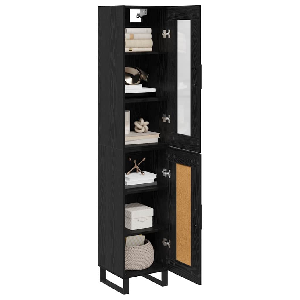 Highboard Zwart Eiken 69,5 x 34 x 180 cm Bewerkt hout