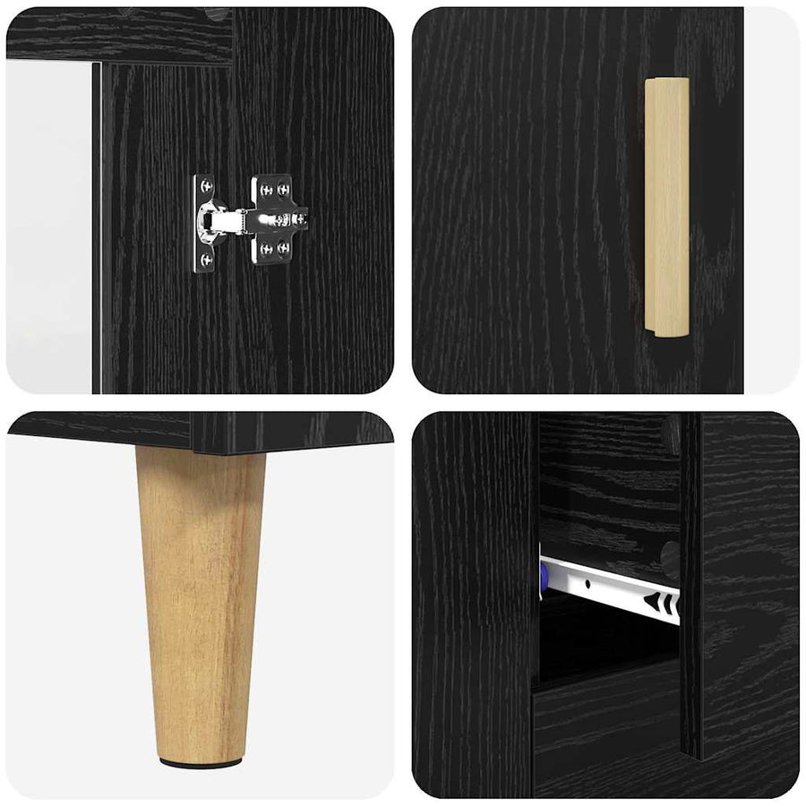 Highboard 2 pcs Zwart Eiken 69,5 x 34 x 180 cm Bewerkt hout