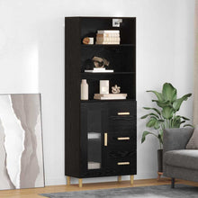 Highboard 2 pcs Zwart Eiken 69,5 x 34 x 180 cm Bewerkt hout
