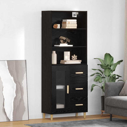 Highboard 2 pcs Zwart Eiken 69,5 x 34 x 180 cm Bewerkt hout