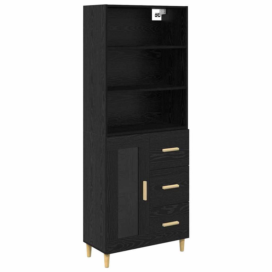 Highboard 2 pcs Zwart Eiken 69,5 x 34 x 180 cm Bewerkt hout