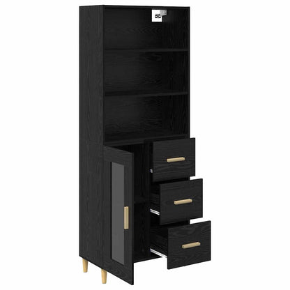 Highboard 2 pcs Zwart Eiken 69,5 x 34 x 180 cm Bewerkt hout