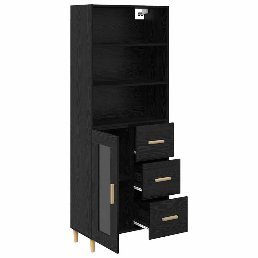 Highboard 2 pcs Zwart Eiken 69,5 x 34 x 180 cm Bewerkt hout