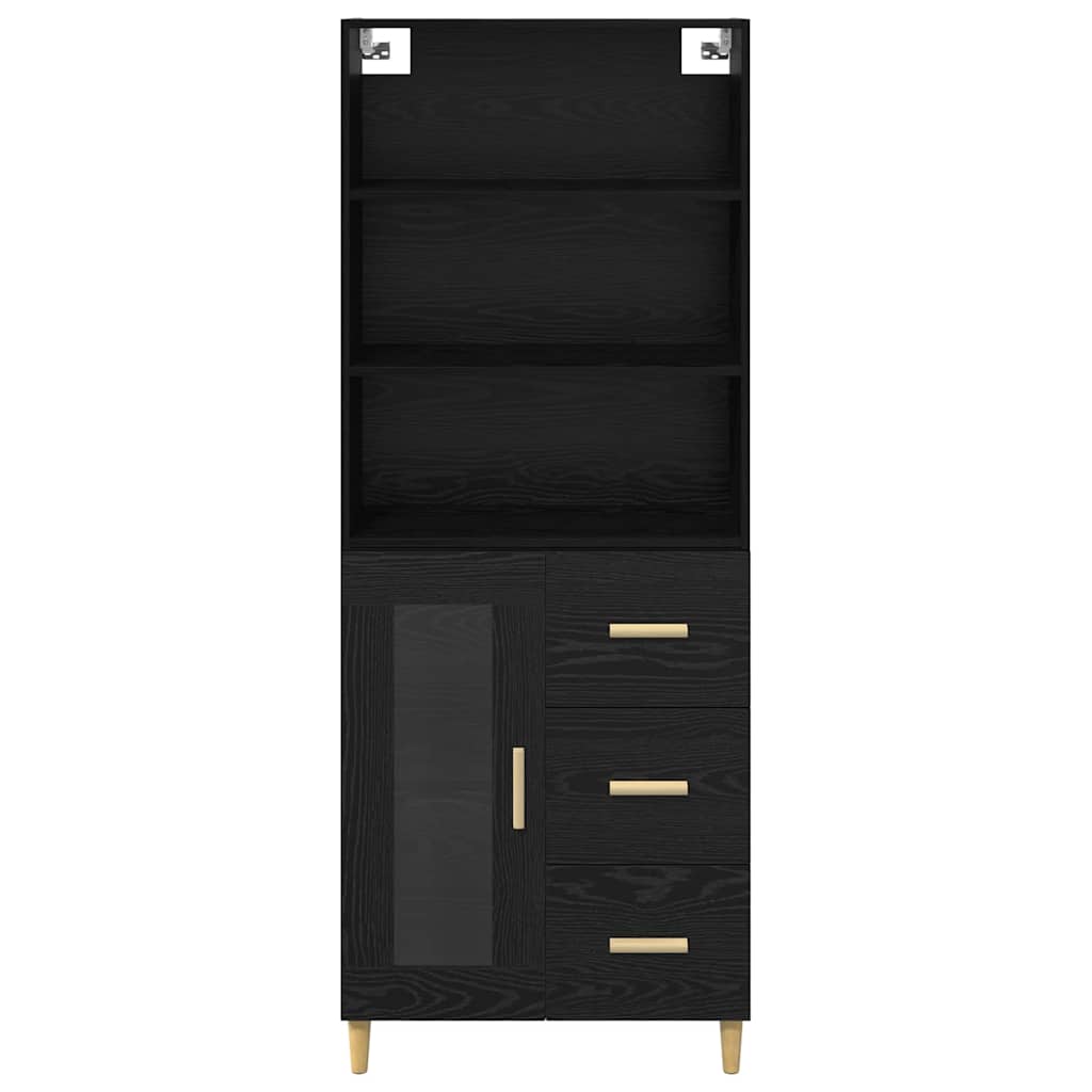 Highboard 2 pcs Zwart Eiken 69,5 x 34 x 180 cm Bewerkt hout
