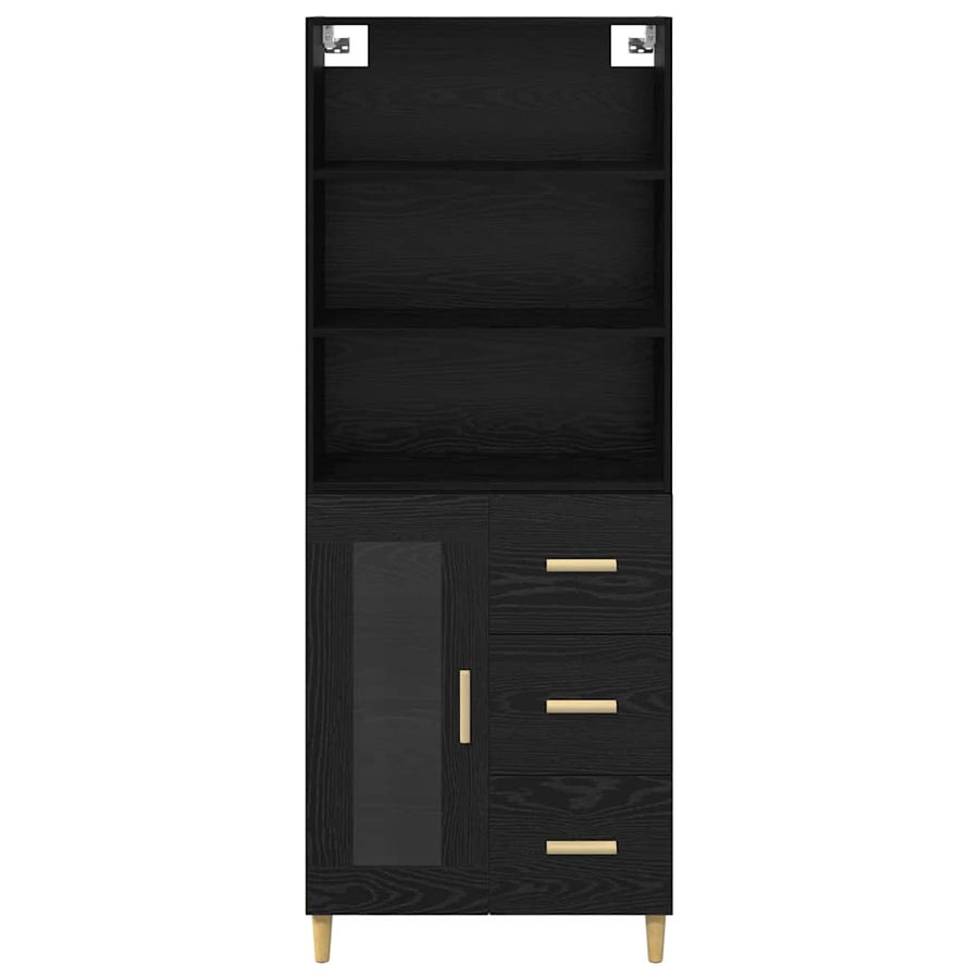 Highboard 2 pcs Zwart Eiken 69,5 x 34 x 180 cm Bewerkt hout