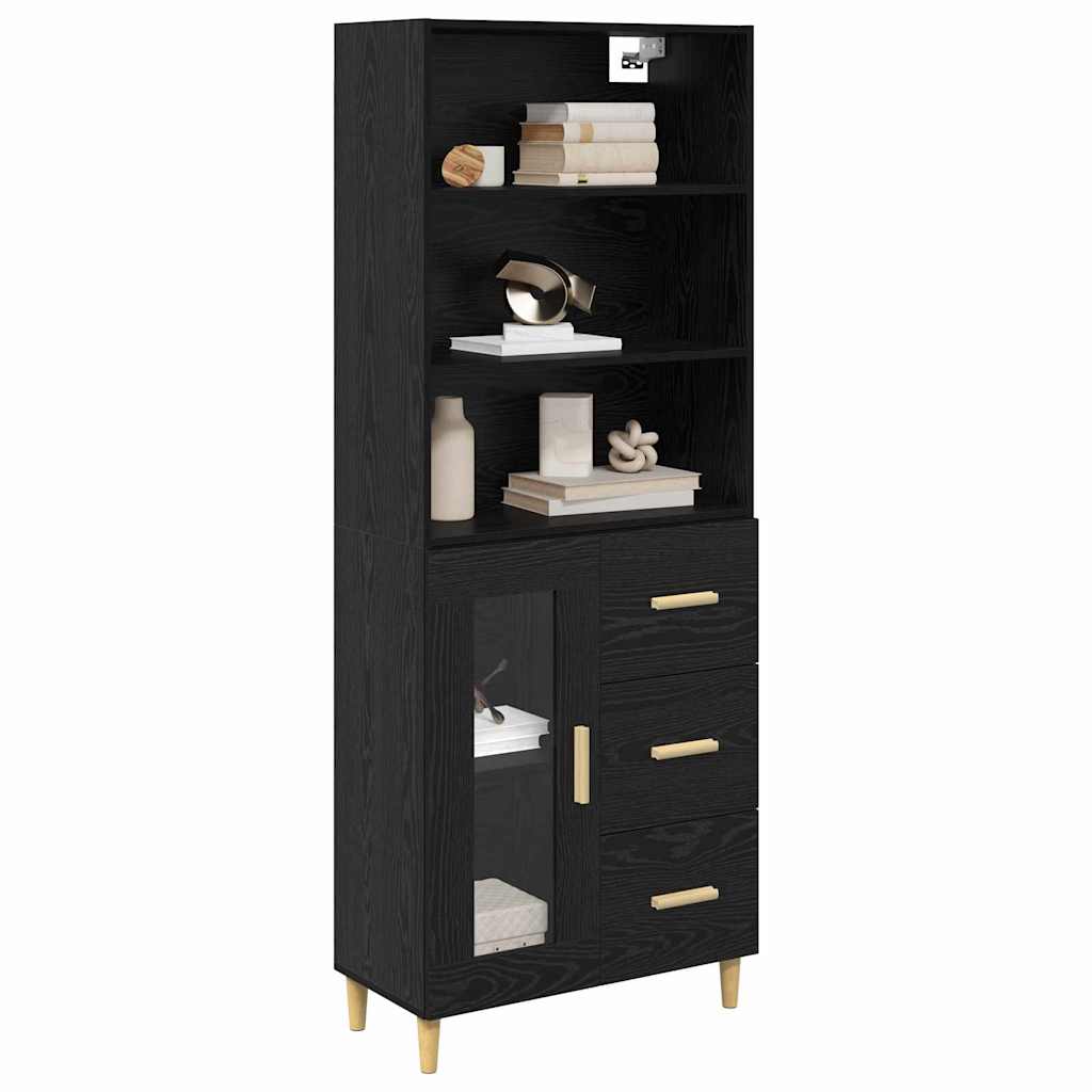 Highboard 2 pcs Zwart Eiken 69,5 x 34 x 180 cm Bewerkt hout