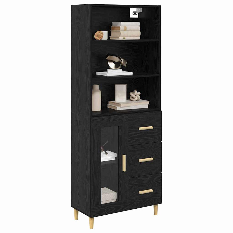 Highboard 2 pcs Zwart Eiken 69,5 x 34 x 180 cm Bewerkt hout