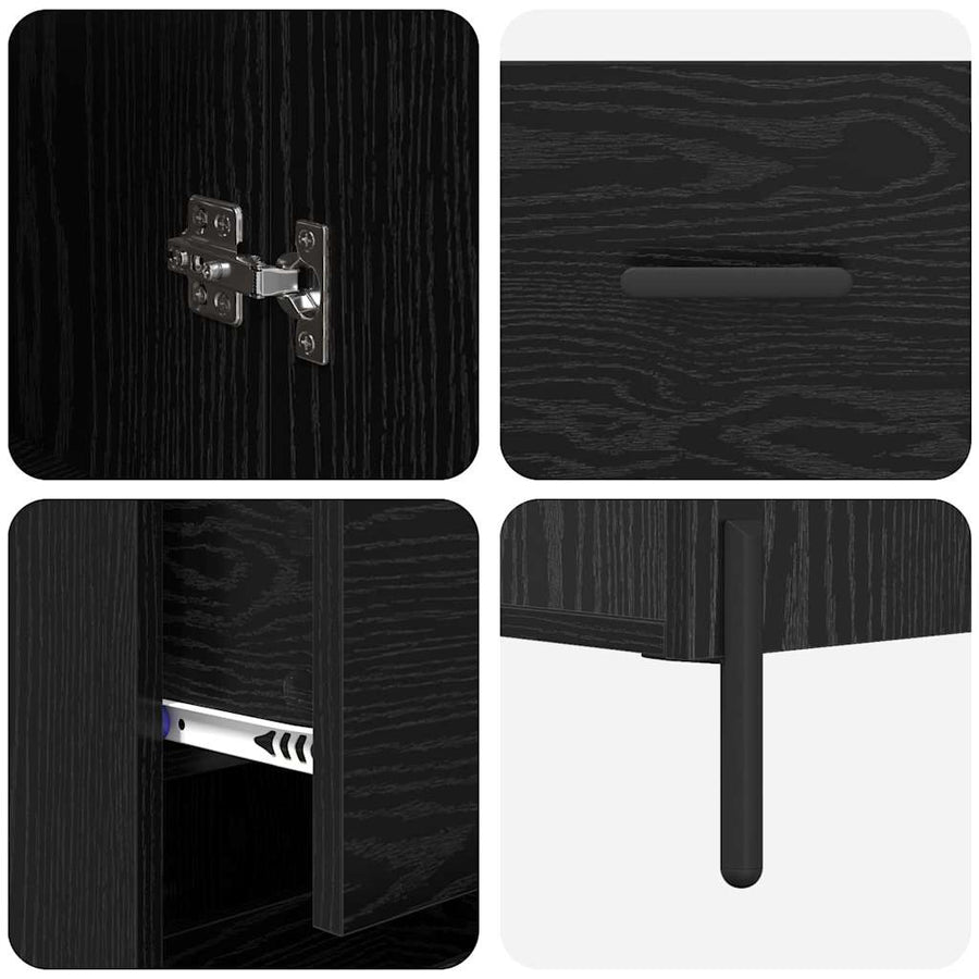 Highboard met lade Zwart Eiken 34,5 x 34 x 180 cm Bewerkt hout