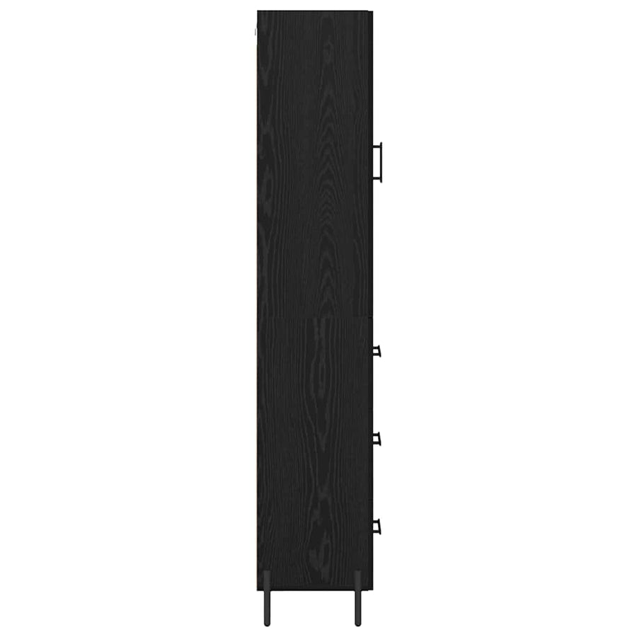 Highboard met lade Zwart Eiken 34,5 x 34 x 180 cm Bewerkt hout