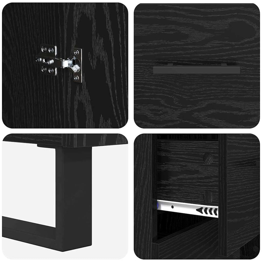 Highboard Wandgemonteerd 2 pcs Zwart Eiken Bewerkt hout