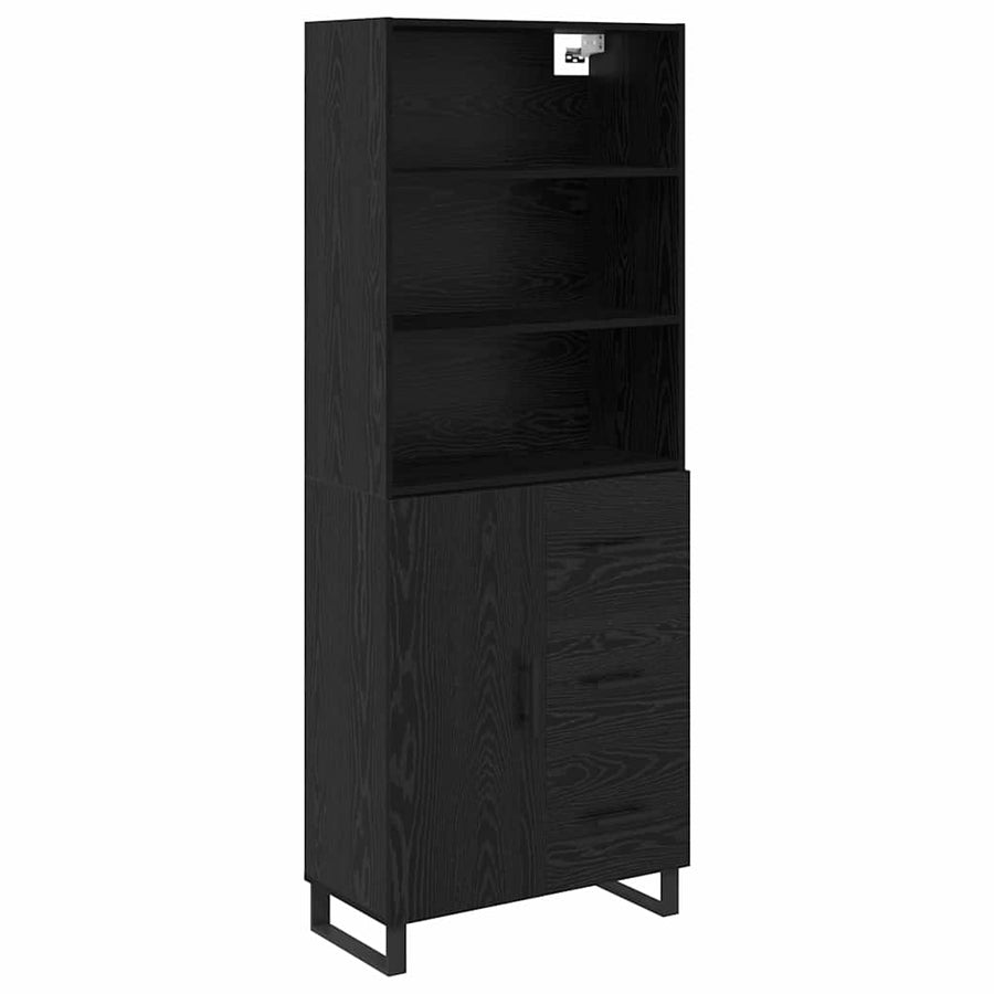 Highboard Wandgemonteerd 2 pcs Zwart Eiken Bewerkt hout