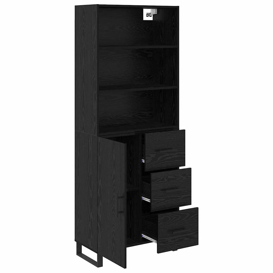 Highboard Wandgemonteerd 2 pcs Zwart Eiken Bewerkt hout