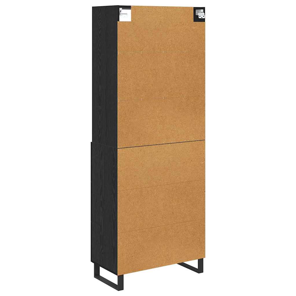 Highboard Wandgemonteerd 2 pcs Zwart Eiken Bewerkt hout