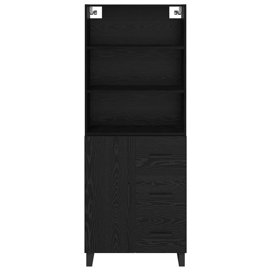 Highboard Wandgemonteerd 2 pcs Zwart Eiken Bewerkt hout