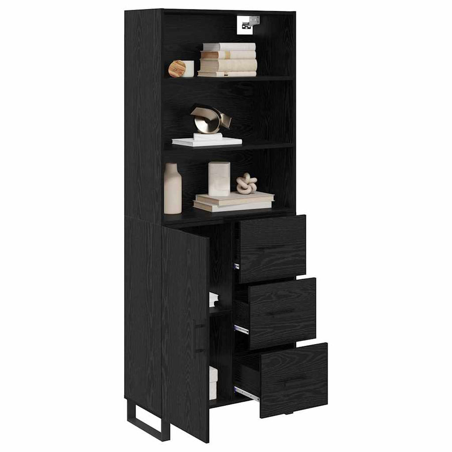 Highboard Wandgemonteerd 2 pcs Zwart Eiken Bewerkt hout