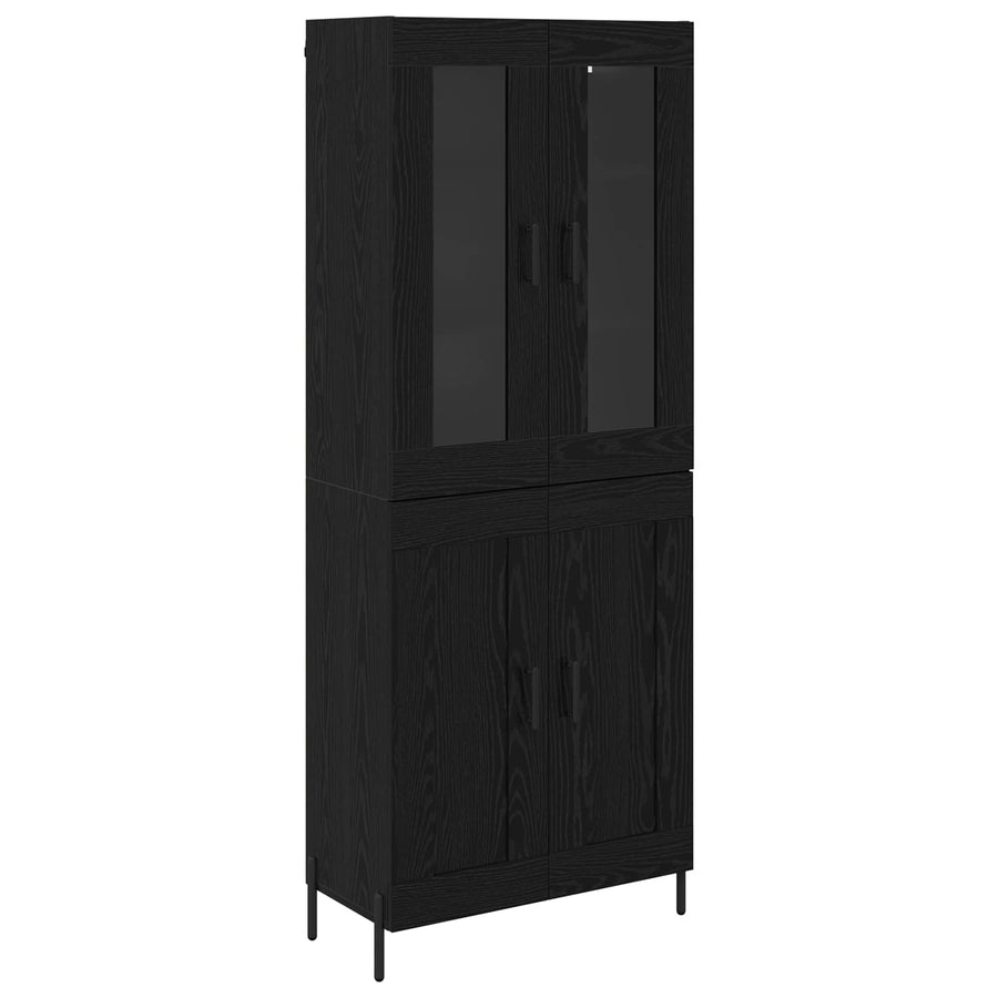 Highboard Zwart Eiken 69,5 x 34 x 180 cm Bewerkt hout