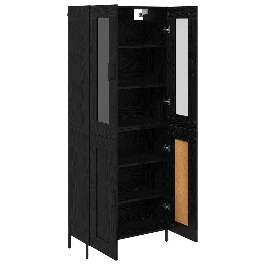 Highboard Zwart Eiken 69,5 x 34 x 180 cm Bewerkt hout