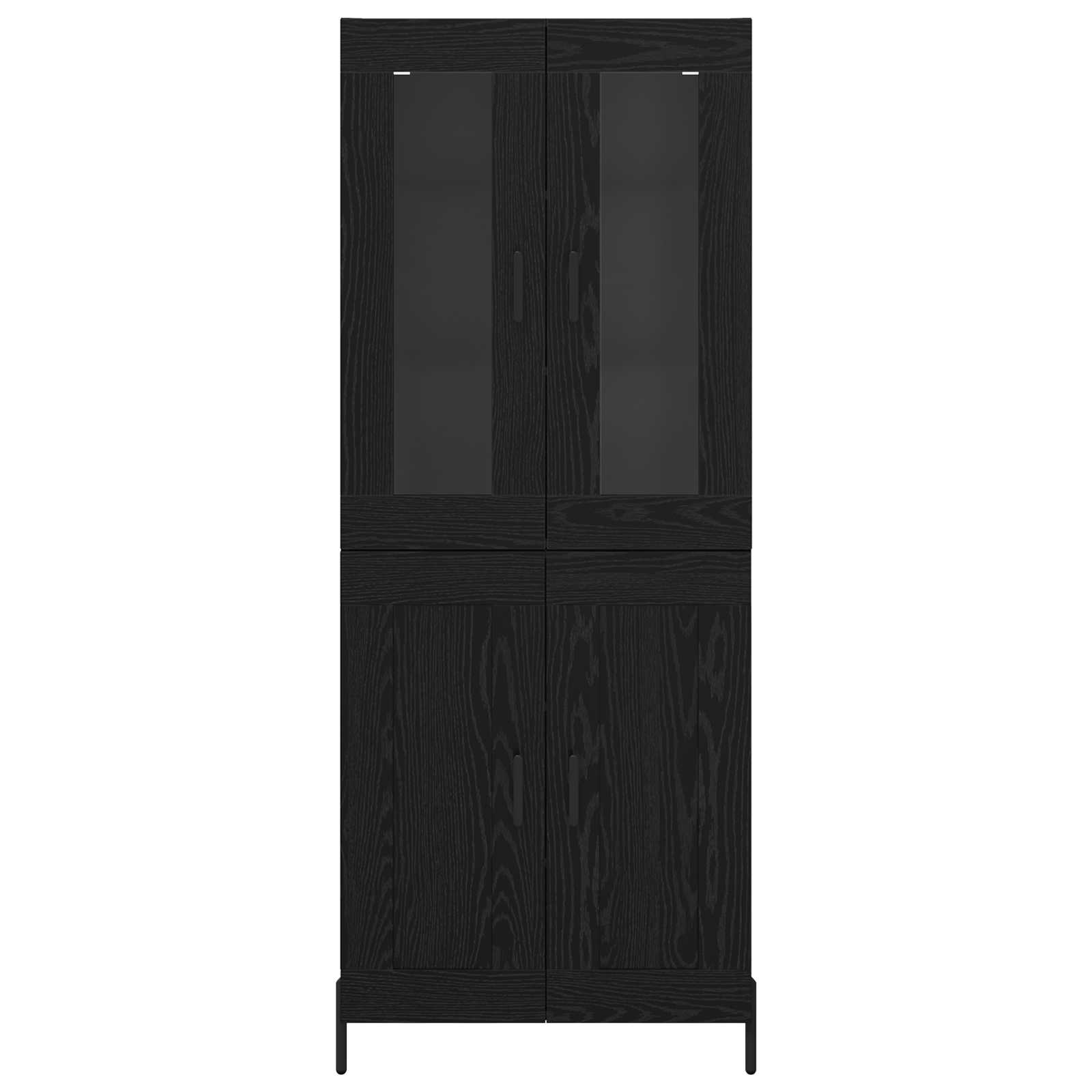 Highboard Zwart Eiken 69,5 x 34 x 180 cm Bewerkt hout