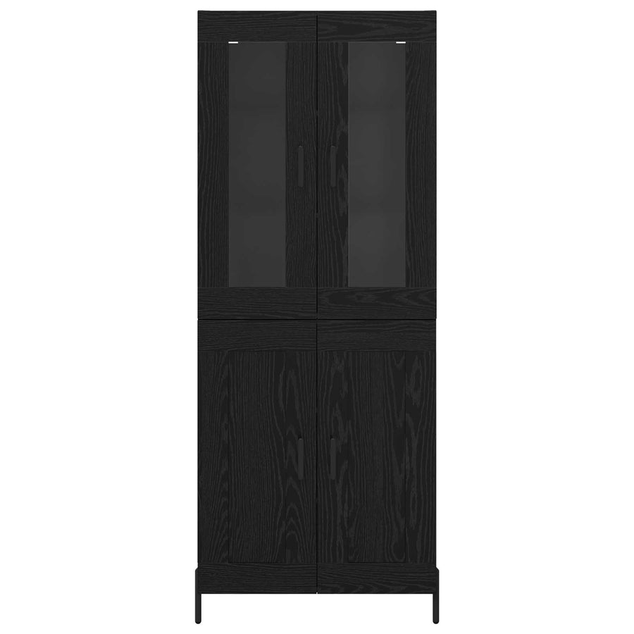 Highboard Zwart Eiken 69,5 x 34 x 180 cm Bewerkt hout