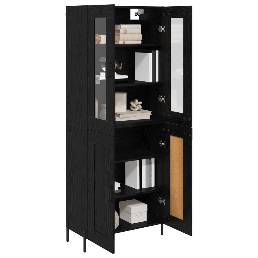 Highboard Zwart Eiken 69,5 x 34 x 180 cm Bewerkt hout