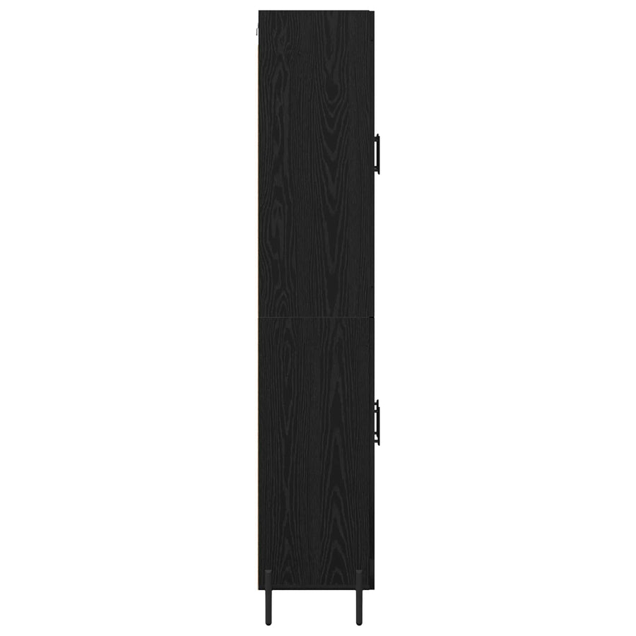 Highboard Zwart Eiken 69,5 x 34 x 180 cm Bewerkt hout
