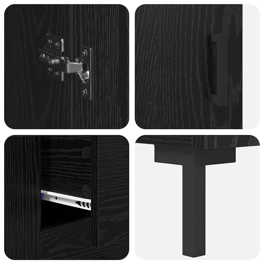 Hoge kast 2 pcs Zwart Eiken 69,5 x 34 x 180 cm Bewerkt hout