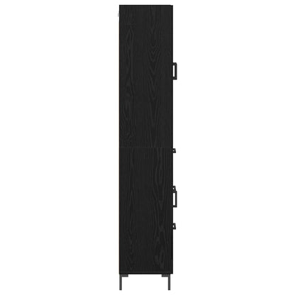 Hoge kast 2 pcs Zwart Eiken 69,5 x 34 x 180 cm Bewerkt hout