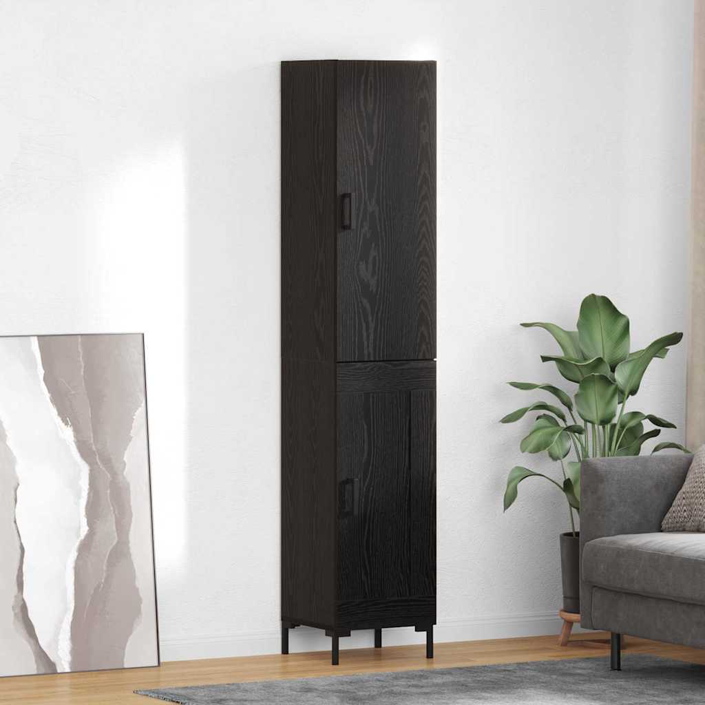 Highboard Wandgemonteerd 2 pcs Zwart Eiken Bewerkt hout