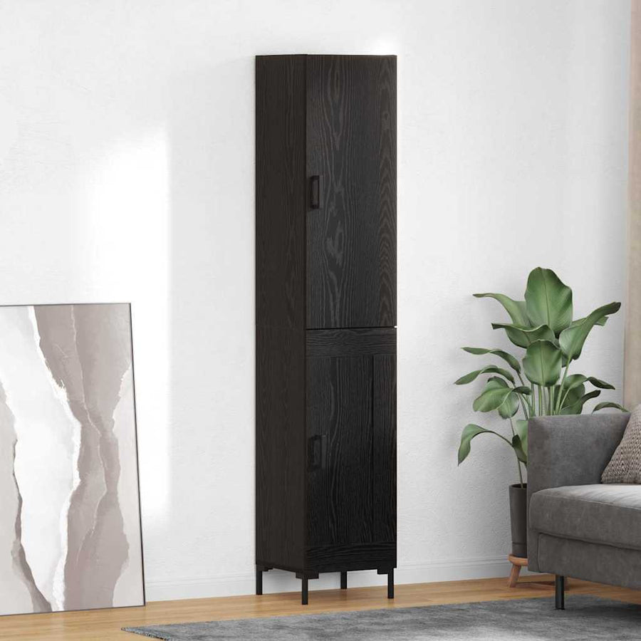 Highboard Wandgemonteerd 2 pcs Zwart Eiken Bewerkt hout