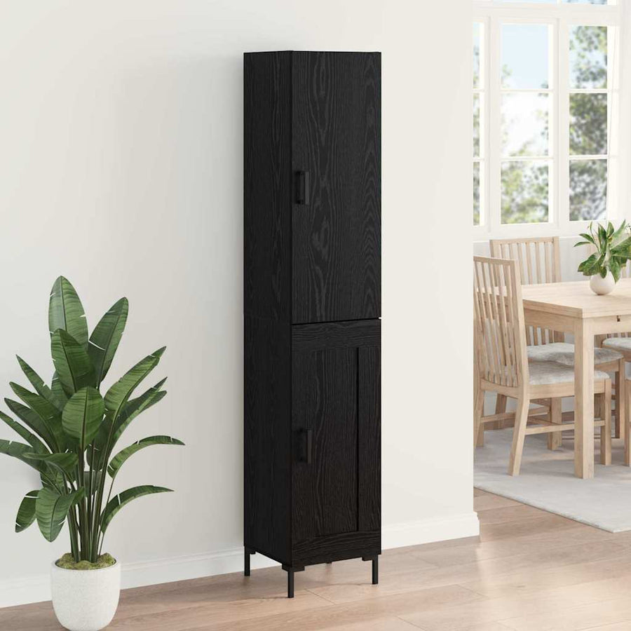 Highboard Wandgemonteerd 2 pcs Zwart Eiken Bewerkt hout