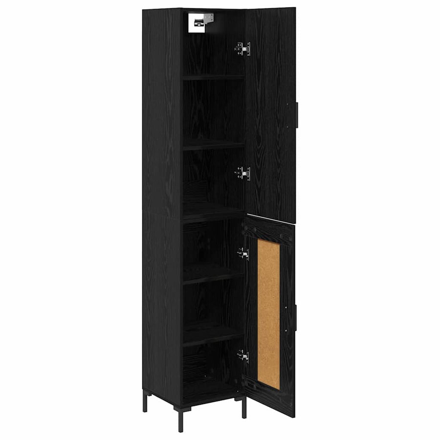 Highboard Wandgemonteerd 2 pcs Zwart Eiken Bewerkt hout