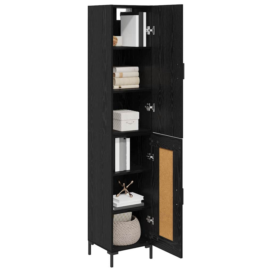 Highboard Wandgemonteerd 2 pcs Zwart Eiken Bewerkt hout