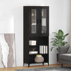 Highboard 69,5x34x180 cm zwart eiken wandmontage