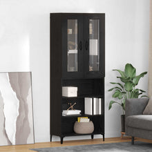 Highboard Zwart Eiken 69,5 x 34 x 180 cm Bewerkt hout
