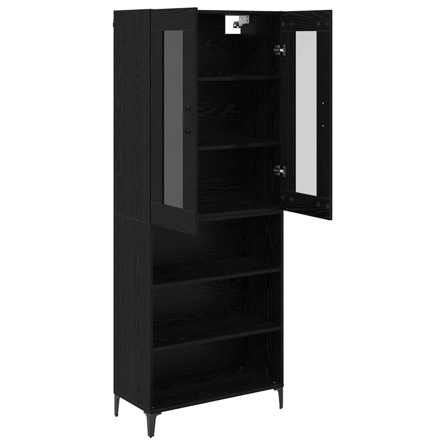 Highboard Zwart Eiken 69,5 x 34 x 180 cm Bewerkt hout