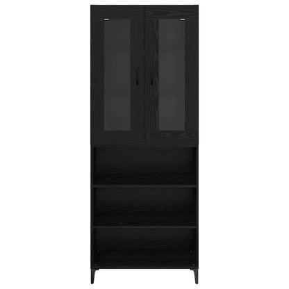 Highboard Zwart Eiken 69,5 x 34 x 180 cm Bewerkt hout
