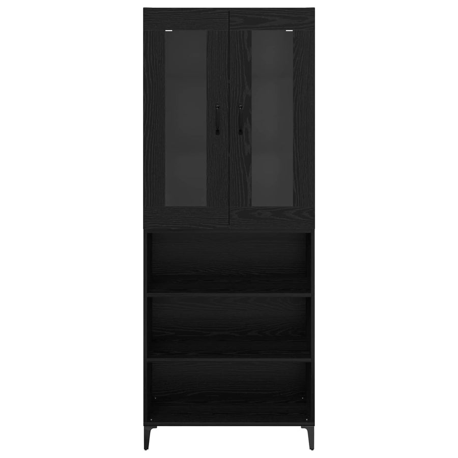 Highboard Zwart Eiken 69,5 x 34 x 180 cm Bewerkt hout
