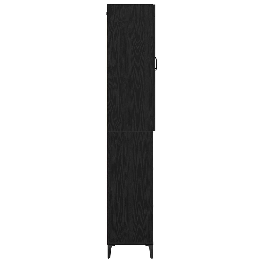 Highboard Zwart Eiken 69,5 x 34 x 180 cm Bewerkt hout