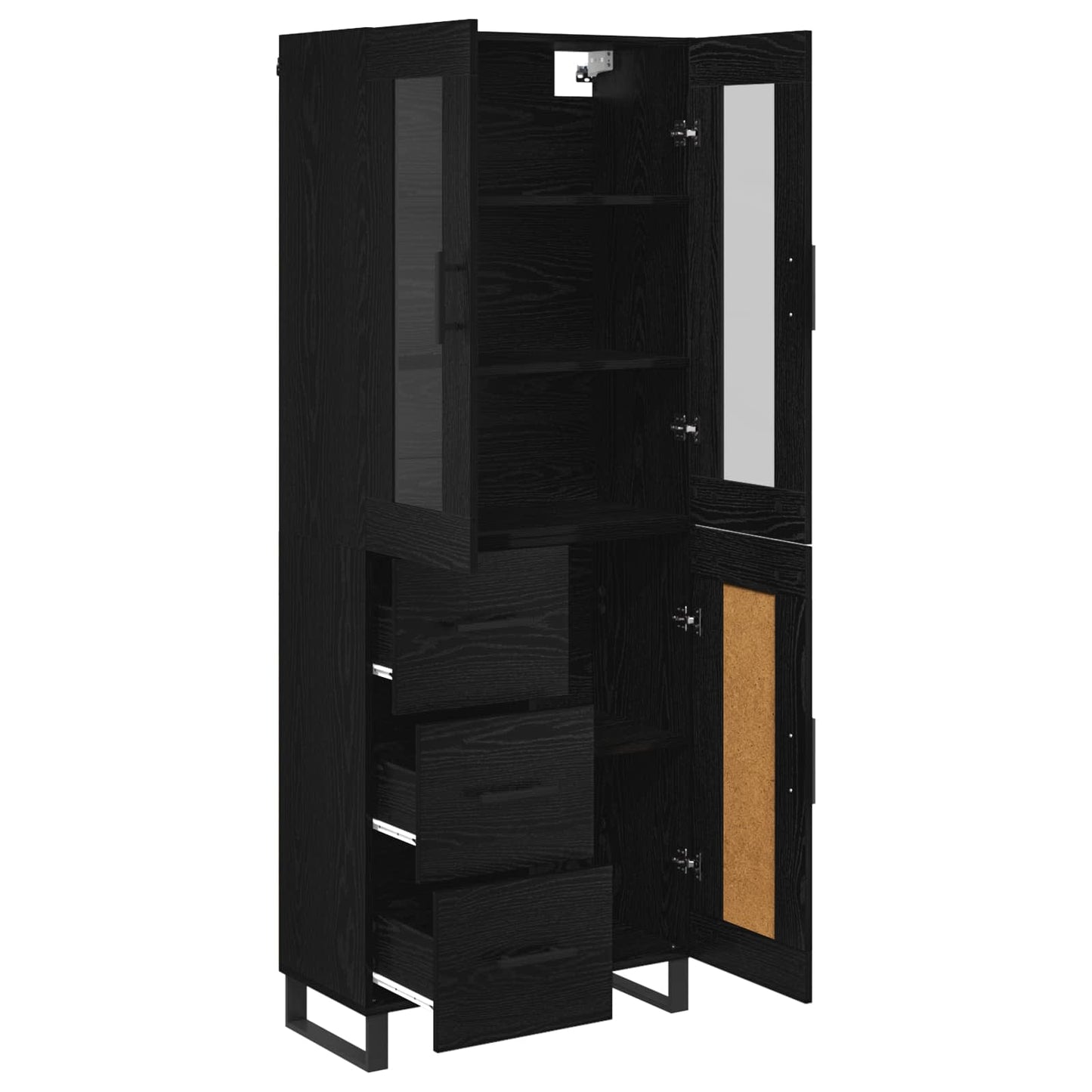 Highboard met lade Zwart Eiken 69,5 x 34 x 180 cm Bewerkt hout