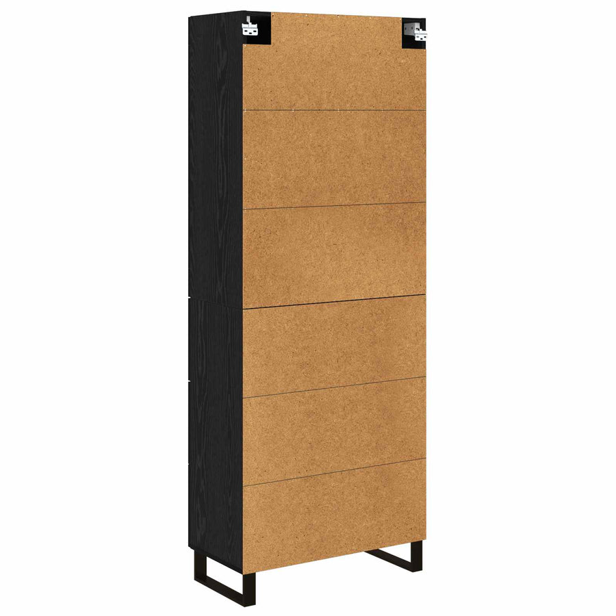 Highboard met lade Zwart Eiken 69,5 x 34 x 180 cm Bewerkt hout